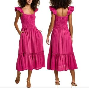 NWT LEOTA FINLEY TIERED MIDI DRESS LARGE
